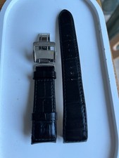 New Seiko 4A072JL - 21mm Black Leather Strap with Deployment Clasp for premier