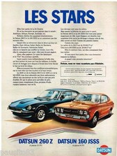 PUBLICITE ADVERTISING 095  1977  DATSUN  260Z & 160 JSSS  LES STARS