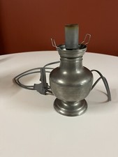 Lampe à poser en Étain électrique ancienne haut 19 cm Vintage