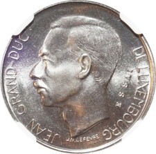 DC1080 Rare Luxembourg 5 Francs Grand Duc Jean Essai 1971 Mint Error NGC MS68