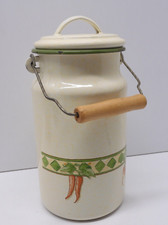 -POT A LAIT TÔLE EMAILLEE EMAIL XXe poignée Bois déco CUISINE COLLECTION  D