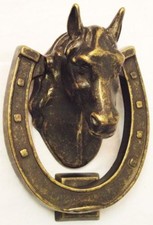 Heurtoir Battant À Tête De Cheval en Laiton Foncé pour Portes Portails Bois