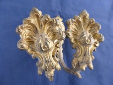 2 embrasses rideaux anciennes décoration laiton doré ajouré HT 15 cm