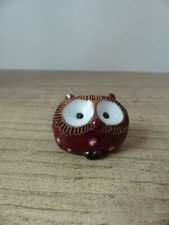 Bibelot une Petite Chouette Terre Cuite Peinte à la Main 