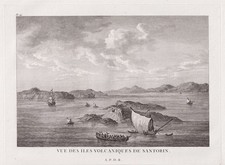 Santorin Île De Grèce Volcan Des Cyclades Mer Égée Gravure