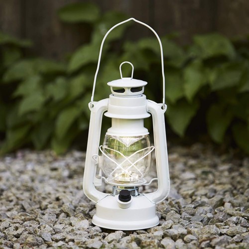 Lampe tempête métal blanc - tempête, en