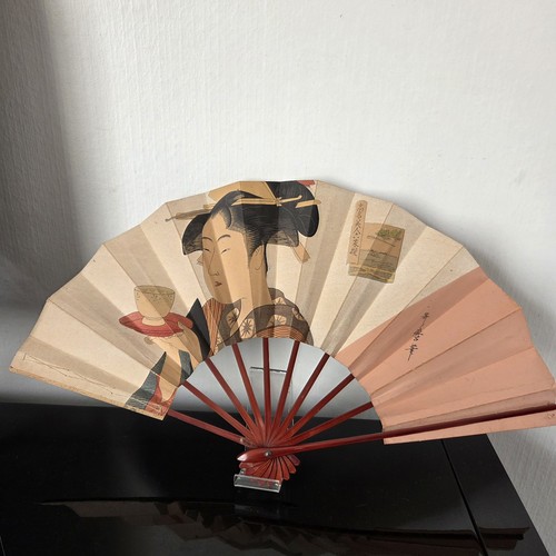 Eventail ancien décor - eventail, utamaro