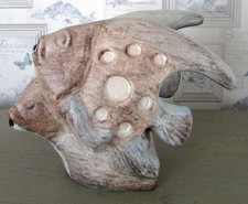 Poisson grès Fontaine à eau Jet d'eau pour bassin Hauteur 25 cm Longueur 33 cm