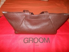 Sac à main en cuir comme neuf marron foncé GROOM Paris