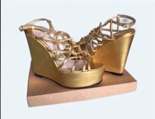 Sandales Compensées Christian Louboutin en Cuir Doré !! Taille 37.