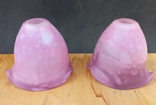 Deux tulipes en pâte de verre Violettes Marmoréen Signées à identifier