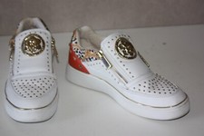 GUESS Tennis Cuir Clouté Doré Blanc T 36 TBE