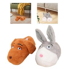 Pantoufles d'hiver en peluche d'animaux de dessin animé, adorables, douces