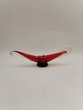 Gondole Vénitienne Murano Pâte De Verre Rouge Or Cendrier Venise Carnaval