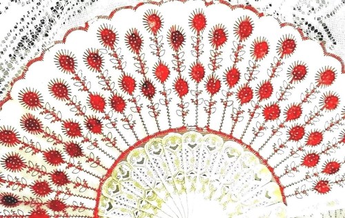 Eventail tissu blanc - ,