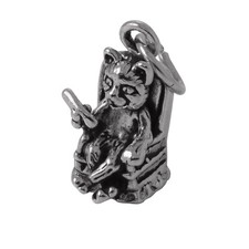 Charm Chat dans un Fauteuil en Argent 925/1000