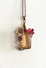 Ancien Pendentif  Néréides Plaque Or 13 carats Avec Topaze 3x4cm