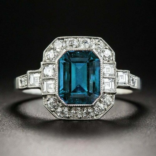 Bague art déco - , bleue
