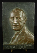 Portrait de Adrien Marquet Bordeau ministre Pétain Vichy signé M Baise 19,6 cm