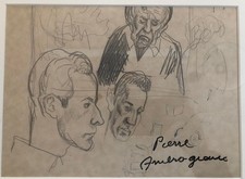 Pierre Ambrogiani (1907-1985) Dessins préparatoires de visages - signé