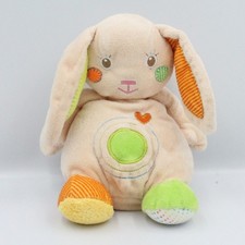 Doudou lapin beige vert orange