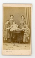 PHOTO CDV 1860 METZ MALARDOT, une fratrie pose frères & soeurs mode fashion