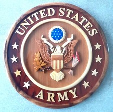plaque de decoration militaire en bois vernis  de l'armée americaine