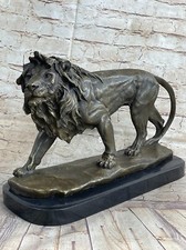 Antoine Louis Barye Marche Lion Bronze Sculpture 17 " 'Lost' Cire Method