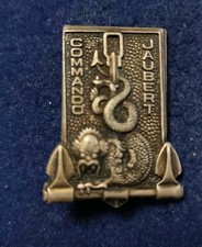 RARE INSIGNE BRUT (Non Émaillé) Commandos Marine "JAUBERT  "  Drago Paris