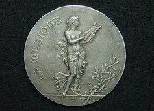 MEDAILLE BRONZE Arg. F.M.LINDAUER 55mm " LA MUSIQUE " LA VILLE DE CANNES 1958