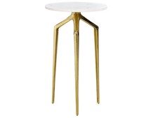 Table d'Appoint Blanc et Doré