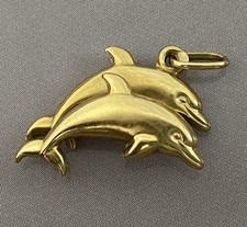double Dauphins Pendentif or 18carats bijou 18K gold dolphin pendant