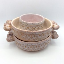 Paire de coupelles et bol céramique scarifiée émaillée signée Austruy Vallauris