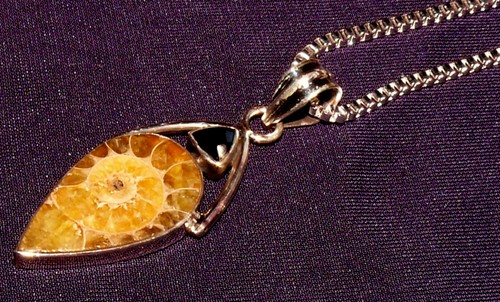 Pendentif ammonite avec onyx - pendentif,