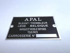 Plaque constructeur BUGGY APAL - Vin plate APAL