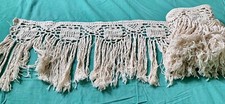 Dentelle ancienne: bas de rideau gros crochet écru, Art Déco