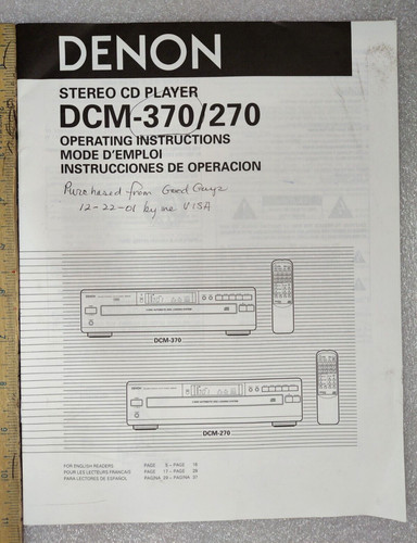 Denon dcm 370 270 - dcm-370/270, stereo