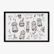 Tulup Photo 60x40cm Cadre Décor MDF Le salon Hiboux indiens