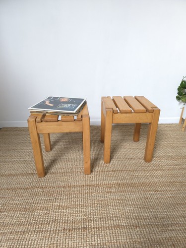 Paire tabourets bois style - tabourets,
