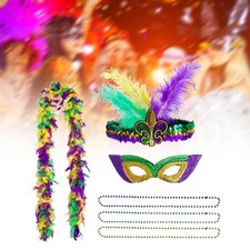 Masque pour les yeux de Mardi Gras en plumes Boa pour fête, mascarade,