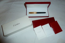 STYLO A PLUME LOUIS CARTIER PLAQUÉ OR ET LAQUE NOIR PLUME OR 18 CARATS ÉTAT NEUF