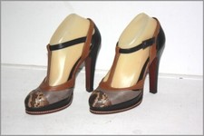 BARBARA BUI  Escarpins Hauts Talons Cuir Motifs Reptiles T 36.5 TBE