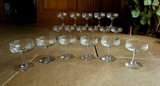  6 Coupes De Champagne Gravé En Verre Ancien ( 18 En Stock) Louis XVI Art Deco