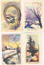 REF AF NOEL II -36- ENSEMBLE DE 4 CARTES POSTALES ANCIENNES VIERGE "BONNE ANNEE"