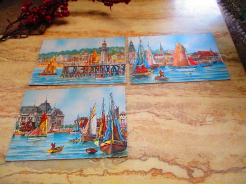 Trouville port bateaux cpa - le,