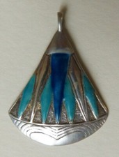 Pendentif ancien en ARGENT massif et émail silver pendant Georg JENSEN ?