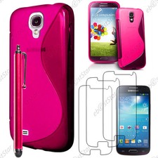 Housse Etui Coque gel Rose pour Samsung Galaxy S4 Mini i9190 + Stylet + 3 Films
