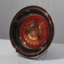 Libero Cellarosi grand plat décoratif céramique réhaussée or Italie 1970s