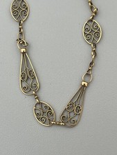6493- Collier Sautoir Ancien Or Jaune Filigrané 44 Cm