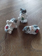 Lot de 3 chatons Figurine Chat Chaton en porcelaine Céramique Modèle 4